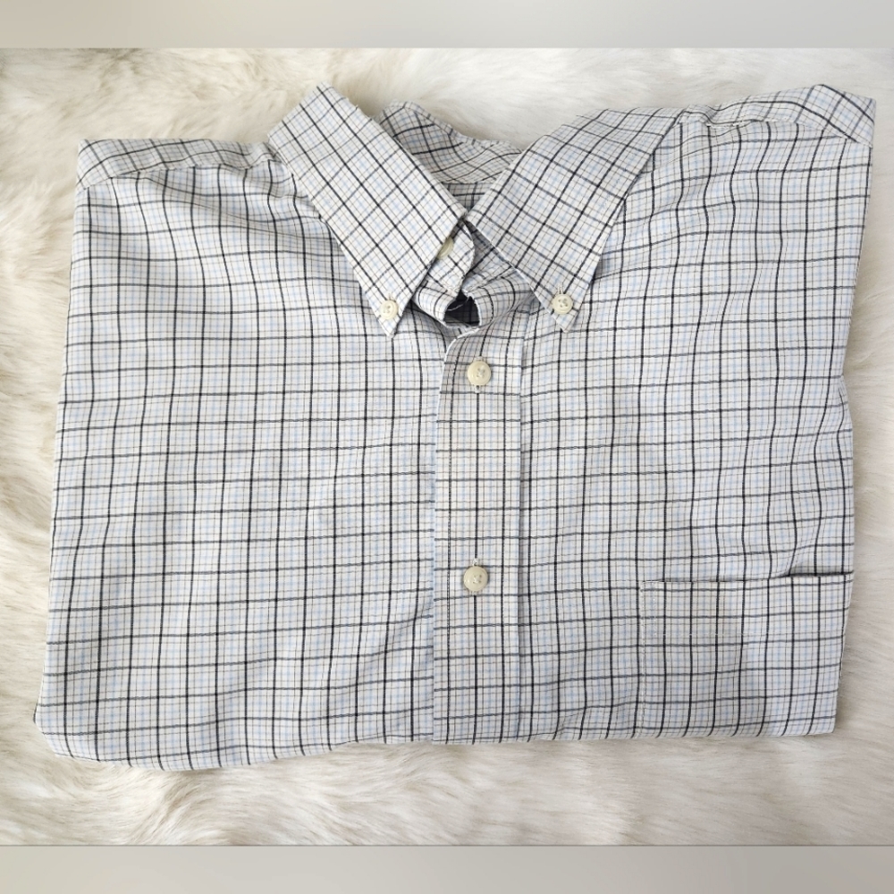 Roundtree & Yorke Gold Label 3XB Plaid Short Sleeve Button Down EUC